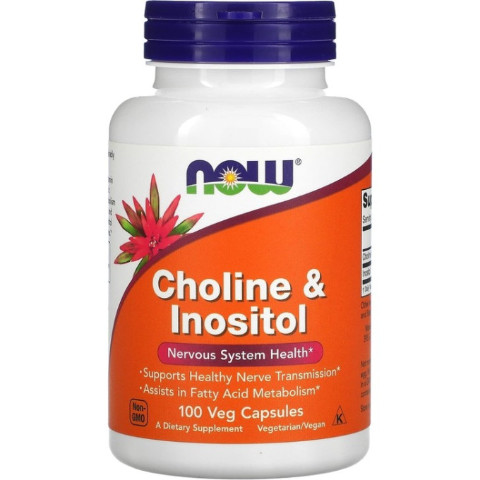 Витамины группы В NOW Cholin & Inositol, Холин + Инозитол - 100 капсул NS0470